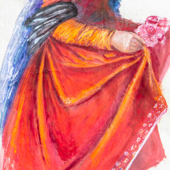 Peinture intitulée "La belle robe de Ju…" par Odile Jacenko, Œuvre d'art originale, Gouache