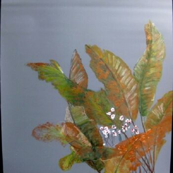 Painting titled "Les grandes feuilles" by Odile Jacenko, Original Artwork, Acrylic Mounted on Other rigid panel
