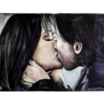 Картина под названием "Kiss" - Oksana Kuzmina, Подлинное произведение искусства, Акварель