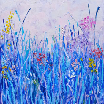 Malerei mit dem Titel "Flower meadow" von O. Motik, Original-Kunstwerk, Öl