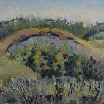 Картина под названием "Wildflowers growing…" - Olga Sto, Подлинное произведение искусства, Масло Установлен на Деревянная ра…