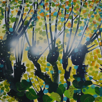 Malerei mit dem Titel "Sun №1" von Olga Sto, Original-Kunstwerk, Acryl Auf Keilrahmen aus Holz montiert