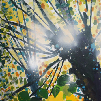 Картина под названием "Sun №2" - Olga Sto, Подлинное произведение искусства, Акрил Установлен на Деревянная рама для носилок