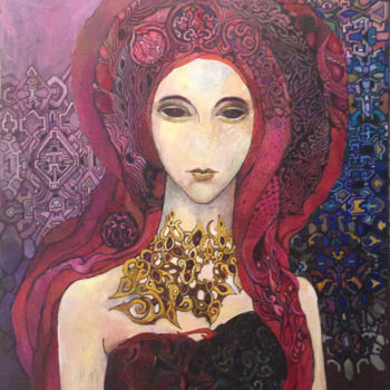 Painting titled "GARNET STONE" by Olga, Original Artwork, Oil