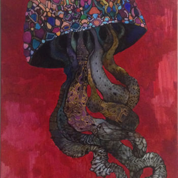 Malerei mit dem Titel "precious-jellyfish.…" von Olga, Original-Kunstwerk, Öl
