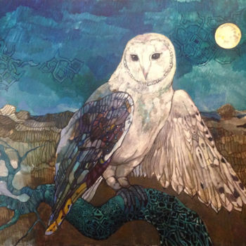 Pintura intitulada "owl.jpg" por Olga, Obras de arte originais, Óleo