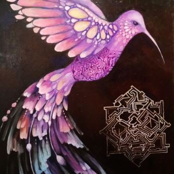 Картина под названием "hummingbird.jpg" - Olga, Подлинное произведение искусства, Масло