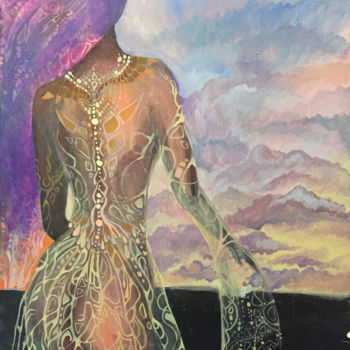 Painting titled "Sunset" by Olga, Original Artwork, Oil