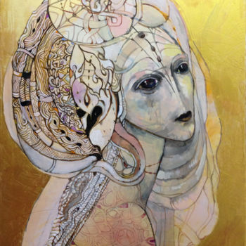 Peinture intitulée "gold" par Olga, Œuvre d'art originale, Huile