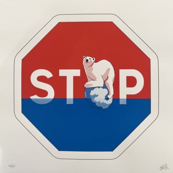 Incisioni, stampe intitolato "Stop V2" da Oak Oak, Opera d'arte originale, Carta
