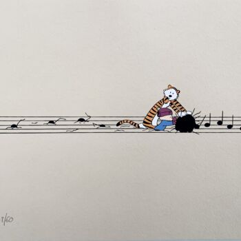 Incisioni, stampe intitolato "Calvin and Hobbes" da Oak Oak, Opera d'arte originale, Carta