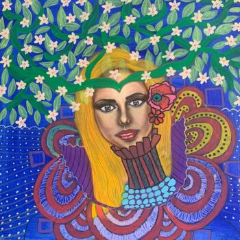 Peinture intitulée "Lady Galadriel" par Oana Arabagiu, Œuvre d'art originale, Acrylique