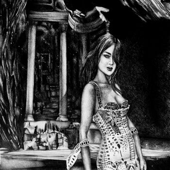 Drawing titled "At night I dream of…" by Oana Rinaldi, Original Artwork, Pencil