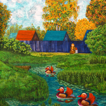 Malerei mit dem Titel "The Last Autumn" von Olga Dokuchaeva, Original-Kunstwerk, Aquarell Auf Karton montiert
