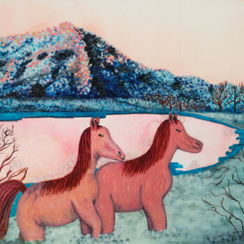 Peinture intitulée "Pink premonition" par Olga Dokuchaeva, Œuvre d'art originale, Aquarelle