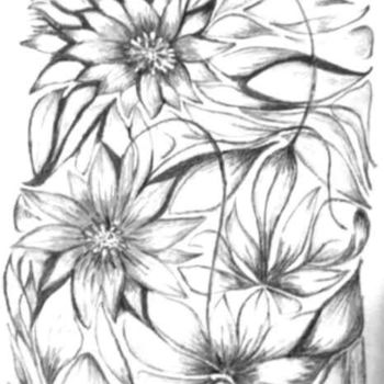 Drawing titled "Flowers" by Ayla Temizer Öber, Original Artwork