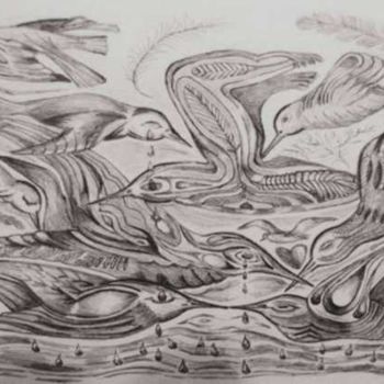 Drawing titled "Tears for the Sea" by Ayla Temizer Öber, Original Artwork