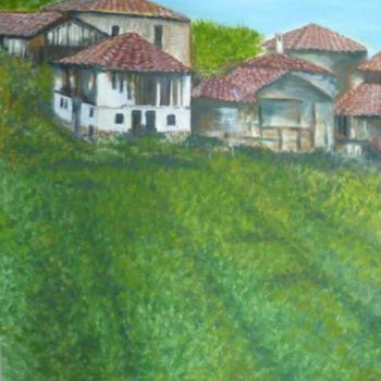 Painting titled "vineyards and ties…" by Ayla Temizer Öber, Original Artwork, Oil