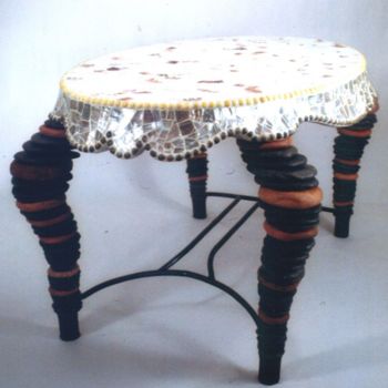 Diseño titulada "table basse nacre…" por Jacques Menu, Obra de arte original