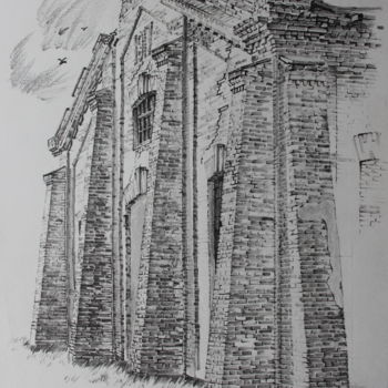 Dibujo titulada "здание литейно-меха…" por Spartak Chernyshov, Obra de arte original, Lápiz