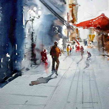 Painting titled "Peatonal Sarandi Mo…" by Orlando Buccino, Original Artwork