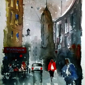 Schilderij getiteld "paris.jpg" door Orlando Buccino, Origineel Kunstwerk, Aquarel