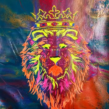 Painting titled "Lion king" by Oc, Original Artwork, Acrylic