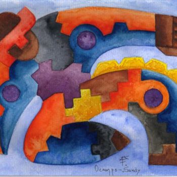 Pintura intitulada "Abstracto Andino 26" por Fernando Lucio Ocampo-Sandy, Obras de arte originais