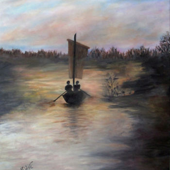 Peinture intitulée "Rêverie au fil de l…" par Maryse Bessière, Œuvre d'art originale, Huile