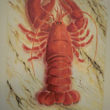 Peinture intitulée "marble-lobster-004.…" par Ocean Kansas, Œuvre d'art originale, Huile