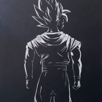 Rysunek zatytułowany „Goku” autorstwa Océane Rousseeuw, Oryginalna praca, Węgiel drzewny
