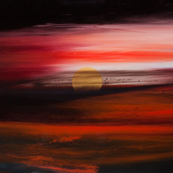 Peinture intitulée "coucher de soleil" par R.Montalieu, Œuvre d'art originale, Autre