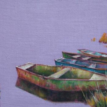 绘画 标题为“Parkhomovka Boats” 由Alexander Ochkal, 原创艺术品, 油