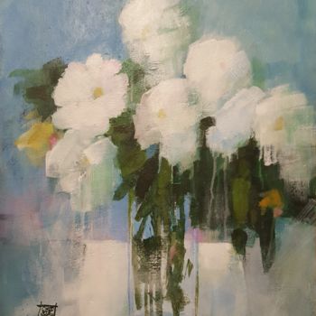 Painting titled "Fleurs blanches" by Odile Chodkiewicz, Original Artwork, Acrylic