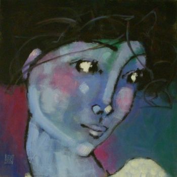 Pittura intitolato "regard de femme 2" da Odile Chodkiewicz, Opera d'arte originale, Olio