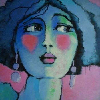 Peinture intitulée "regard de femme 3" par Odile Chodkiewicz, Œuvre d'art originale, Acrylique