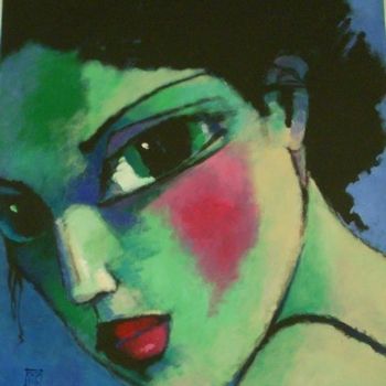 Malerei mit dem Titel "regard de femme 4" von Odile Chodkiewicz, Original-Kunstwerk, Acryl