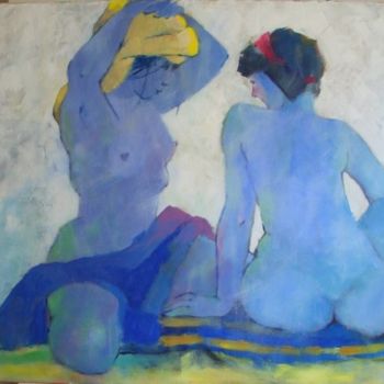 Malerei mit dem Titel "Au hammam" von Odile Chodkiewicz, Original-Kunstwerk, Acryl