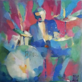 Painting titled "Le batteur" by Odile Chodkiewicz, Original Artwork, Oil