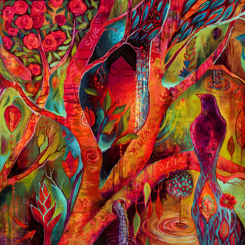 Malerei mit dem Titel "Tree of Zhiva" von Marianna Ochyra, Original-Kunstwerk, Acryl