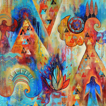 Картина под названием "World creation. Dan…" - Marianna Ochyra, Подлинное произведение искусства, Акрил