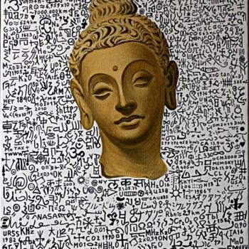 Pittura intitolato ""Buddha"" da Octavian Micleusanu, Opera d'arte originale, Olio