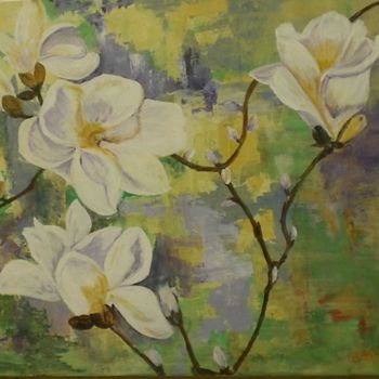 Malerei mit dem Titel "Magnolias" von Ode, Original-Kunstwerk, Öl