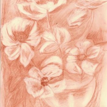 Drawing titled "COUPE D'ANEMONES" by Ode, Original Artwork, Other
