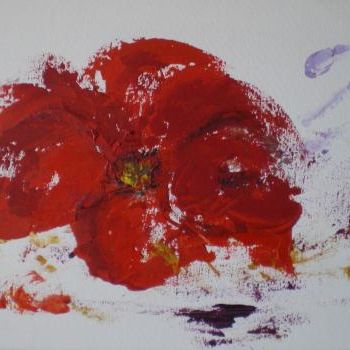 Painting titled "COQUELICOT SUR MA M…" by Ode, Original Artwork