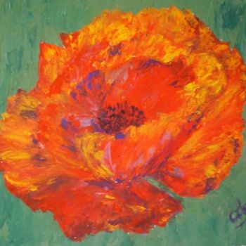 Painting titled "Coquelicot moyen" by Ode, Original Artwork