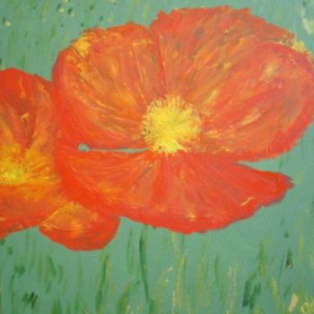 Painting titled "Deuc coquelicots so…" by Ode, Original Artwork