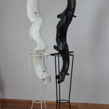 Скульптура под названием "joug contre joug" - Odélo, Подлинное произведение искусства, Дерево