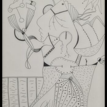 Desenho intitulada "Le gardien de l'éme…" por Ode Nieto, Obras de arte originais, Tinta