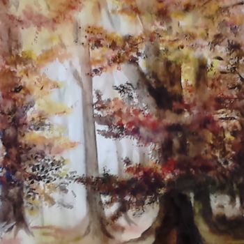 Painting titled "2017-foret-2.jpg" by Aquarelles D'Ô, Original Artwork, Watercolor